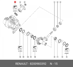 Сальник раздат коробки (рез,мет,пружина) RENAULT 8200 983 392 8200983392 RENAULT