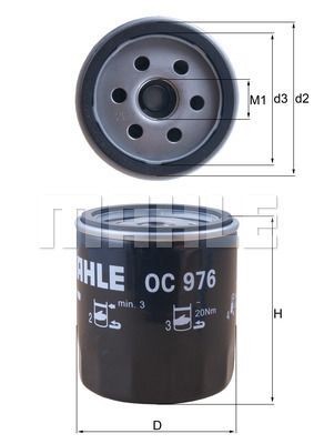 Фильтр масляный CHEVROLET Epica CITROEN Berlingo MAHLE OC 976 MAHLE KNECHT
