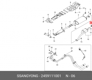 Крепеж SSANGYONG Actyon,Kyron,Actyon Sports,Rexton глушителя OE 2459111001 SSANG YONG