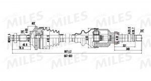 Привод в сборе правый PEUGEOT 206 2.0 99- (ABS) (GKN 303217) GC02094 GC02094 MILES