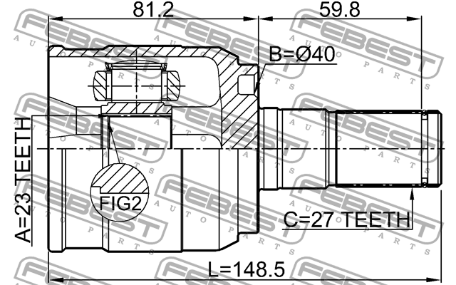 Шрус внутренний левый 23x40x27 HYUNDAI CRETA 2016- 1211-CRE16LH 1211-CRE16LH FEBEST