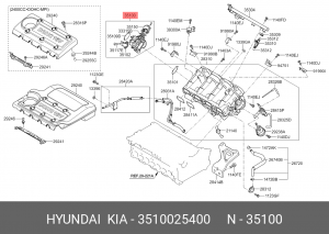 Заслонка HYUNDAI Santa Fe (09-) дроссельная OE 3510025400 HYUNDAI KIA
