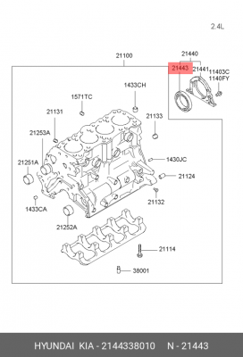 Сальник коленвала задний /MITSUBISHI 21443-38010 2144338010 HYUNDAI KIA