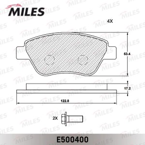 Колодки тормозные передние (Смесь CERAMIC серия PRO) FIAT ALBEA 01-09 (TRW GDB15 E500400 MILES