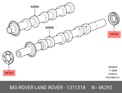 сальник р/в!\Land Rover Discovery/Range Rover Sport 2.7-3.0D 10-21 1311318 LAND ROVER