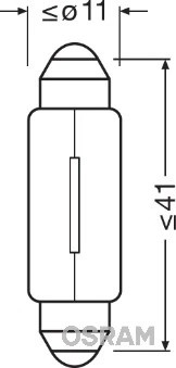 Лампа 12V C5W SV8.5-8 удлиненная 4мм OSRAM 6413 OSRAM
