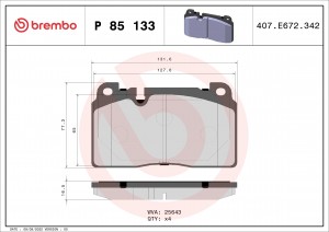 P85133 колодки дисковые передние!\ Audi Q5 2.0TFSI/3.0TFSI/2.0TDI/3.0TDI 08> P85133 BREMBO