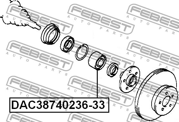 Подшипник ступицы передний TOYOTA CALDINA 92-02 DAC38740236-33 DAC38740236-33 FEBEST