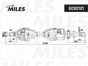 Привод в сборе правый RENAULT MEGANE II 1.4-1.5D 03-09  (GSP 299071 / MILES GC02 GC02121 MILES