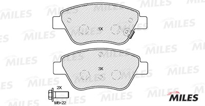 Колодки тормозные передние (без датчика + болты) (Смесь Semi-Metallic) OPEL CORS E100071 MILES