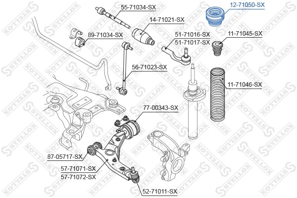 опора амортизатора переднего!\ Mazda 3 1.4-2.0/1.6Di/TDi/TDCi 03> 12-71050-SX STELLOX