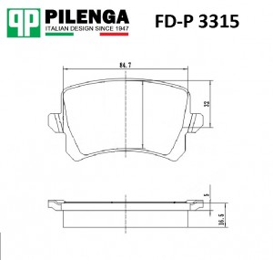Колодки тормозные дисковые задние VW GOLF, JETTA , PASSAT FD-P3315 FDP3315 PILENGA