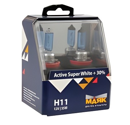 Лампа галогенная H11 12V 55W "Маяк" Active Super White (+30%) (2 шт.) 72110ASW+30 MAYAK