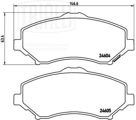 Колодки торм. Jeep Wrangler (07-)/Chrysler Voyager (07-) диск. перед. (PF 4243) PF4243 TRIALLI