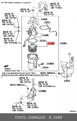 Фильтр топливный 233900L070 Toyota 23390-0L070 TOYOTA