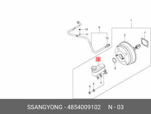 Цилиндр тормозной главный SSANGYONG Actyon (06-),Kyron (05-) (с АБС) OE 4854009102 SSANG YONG