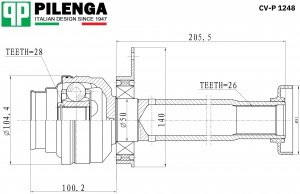 ШРУС передний внутренний правый VAG VW T5 CV-P1248 CV-P1248 PILENGA