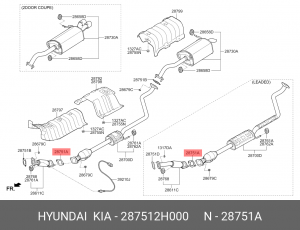Прокладка глушителя 287512H000 HYUNDAI KIA