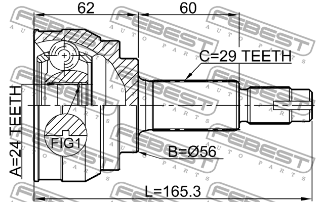 ШРУС наружный к-кт!\ Nissan Teana J31/J32 2.3/2.5 03> 0210-089 FEBEST
