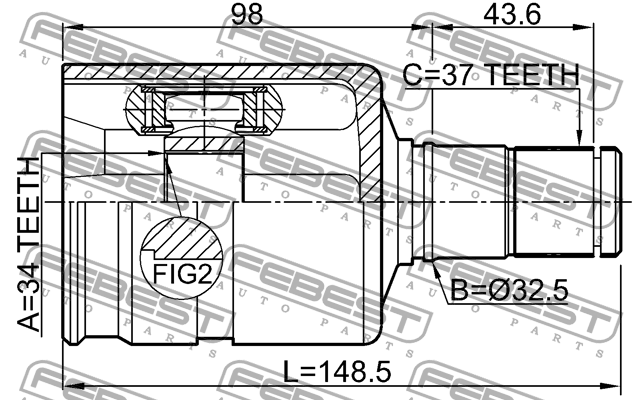 Шрус внутренний левый 34x31x37 SKODA OCTAVIA 5E# 2013- 2311-5N1LH 2311-5N1LH FEBEST