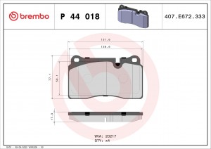 Колодки тормозные P44018 P44018 BREMBO