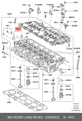 заглушка ГБЦ!\ Land Rover 3.2 LR006822 LAND ROVER