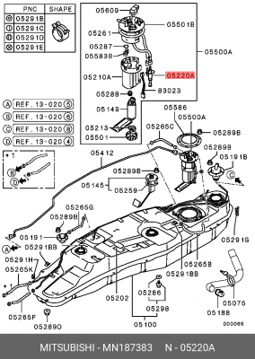 НАСОС ДОП.ТОПЛИВНОГО БАКА В СБОРЕ MN187383 MN187383 MITSUBISHI