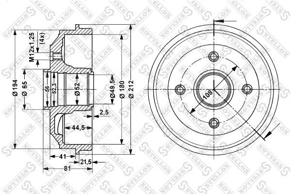 барабан тормозной! без ABS\ Peugeot 306, Citroen ZX/Xsara all 91> 6025-3705-SX STELLOX