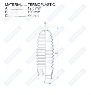 Пыльник рулевой рейки !TERMOPLASTIC 12.5x190x44 \TERMOPLASTIC (12.5 190 44) HOND RDZ0602MG MOTORHERZ