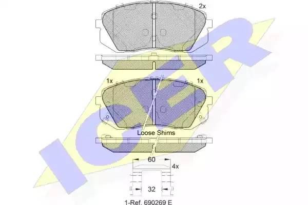181826-201 колодки дисковые передние!\ Hyundai i40 CW 1.6GDi/1.7CRDi/2.0GDI 11> 181826201 ICER