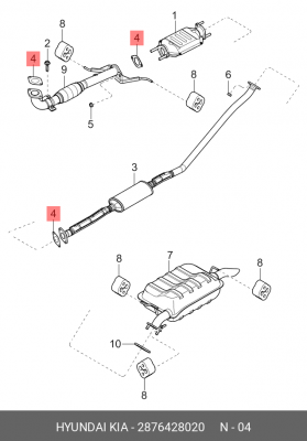 прокладка глушителя!\ Hyundai Accent/Elantra/Coupe/Sonata/Sportage/Magentis кат 2876428020 HYUNDAI