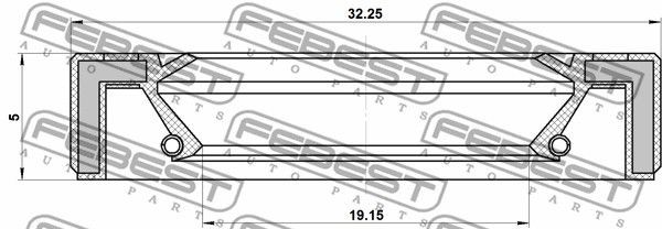 САЛЬНИК МАСЛЯНОГО НАСОСА 19.15X32.25X5 подходит для TOYOTA CRESTA GX90,JZX9#,LX9 95GAY-21320505R FEBEST