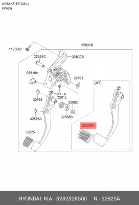 Накладка педали HYUNDAI ix35 (09-),Solaris (09-) KIA Rio (06-),Sportage (10-) то 328252K500 HYUNDAI KIA