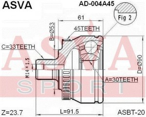 ШРУС  (гарантия 12 месяцев) [12] AD004A45 AD-004A45 ASVA