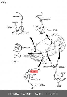 Датчик АБС HYUNDAI i30 (12-) колеса переднего левого OE 59810A6300 HYUNDAI KIA