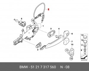 BMW X5 E70 2007-2013 ОТ ПЕРЕДНЕЙ НАРУЖ РУЧКИ ДО ЗАМКА 51 21 7 317 560 BMW