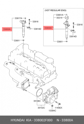 Инжектор топл. системы в сборе 33800-2F000 338002F000 HYUNDAI KIA