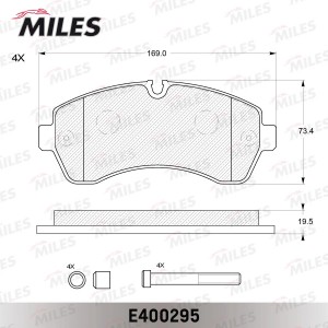 Колодки тормозные передние (без датчика + болты) (Смесь Low-Metallic) (MB SPRINT E400295 MILES