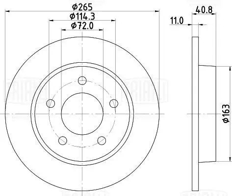 Диск торм. Mazda 3 (03-) зад. d=265 (DF 190137)  2шт DF190137 TRIALLI