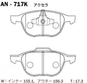 Колодки тормозные дисковые передние ПОДХОДЯТ ДЛЯ Ford Focus II 04 AN-717K AN717K AKEBONO