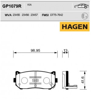 Колодки задние KIA CARENS II, SHUMA I/II GP1079R GP1079R SANGSIN
