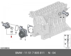 Термостат BMW 1 (E87),3 (E90),5 (E60),X3 (E83),X5 (E53,E70),X6 (E71) OE 11 51 7 805 811 BMW