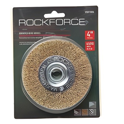 Кордщетка для УШМ дисковая 100мм витая латунь в блистере ROCKFORCE RFBWF004 ROCK FORCE
