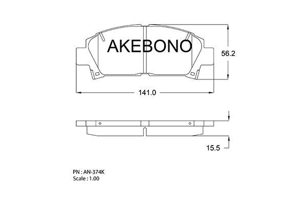 Колодки тормозные дисковые передние ПОДХОДЯТ ДЛЯ TOYOTA Carina AT210, Celica ST2 AN374K AKEBONO