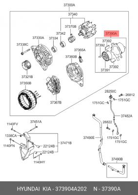 Насос вакуумный HYUNDAI Porter 2 OE 373904A202 HYUNDAI KIA