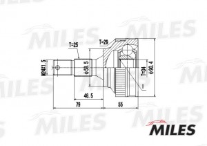ШРУС наружный CITROEN BERLINGO/PEUGEOT PARTNER 1.4-1.9D 98- (с ABS) (GKN 303250) GA20053 MILES