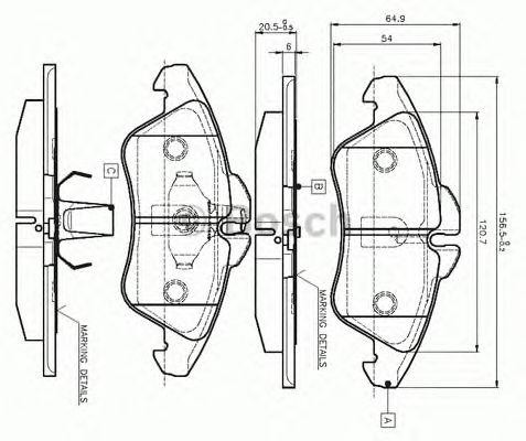Колодки тормозные MERCEDES Sprinter (901-904) (95-06) VW LT 28-46 (96-) передние 0986TB2030 BOSCH