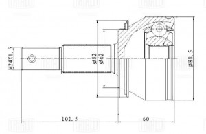 ШРУС Nissan X-Trail T32 (14-) 2.5i CVT 4WD (наруж. перед.) (GO 1456) GO1456 TRIALLI