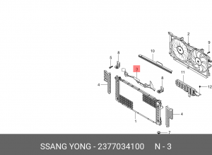 Дефлектор SSANGYONG Actyon (10-) радиатора OE 2377034100 SSANG YONG
