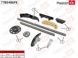 Комплект цепи ГРМ VAG BMV/BMX/BRJ/ AZZ/BAA/BKJ (3,2l 2003-2007) 77B0486FK 77B0486FK MASTER KIT